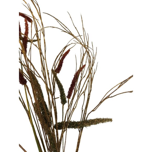 Glitter Artificial Floral Grass Spray Red & Gold Decorative Branch Stems Christm - Picture 7 of 11